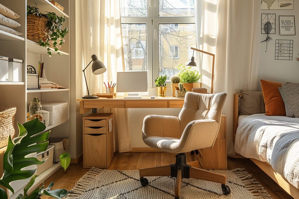 Aménager un coin bureau fonctionnel dans un petit appartement illustré avec élégance et efficacité