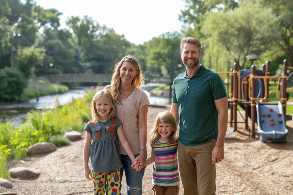 Famille profitant d'activités de loisirs ensemble à Saint Paul, explorant des attractions enchantées